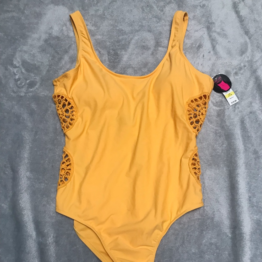 Yellow one piece bathing suit